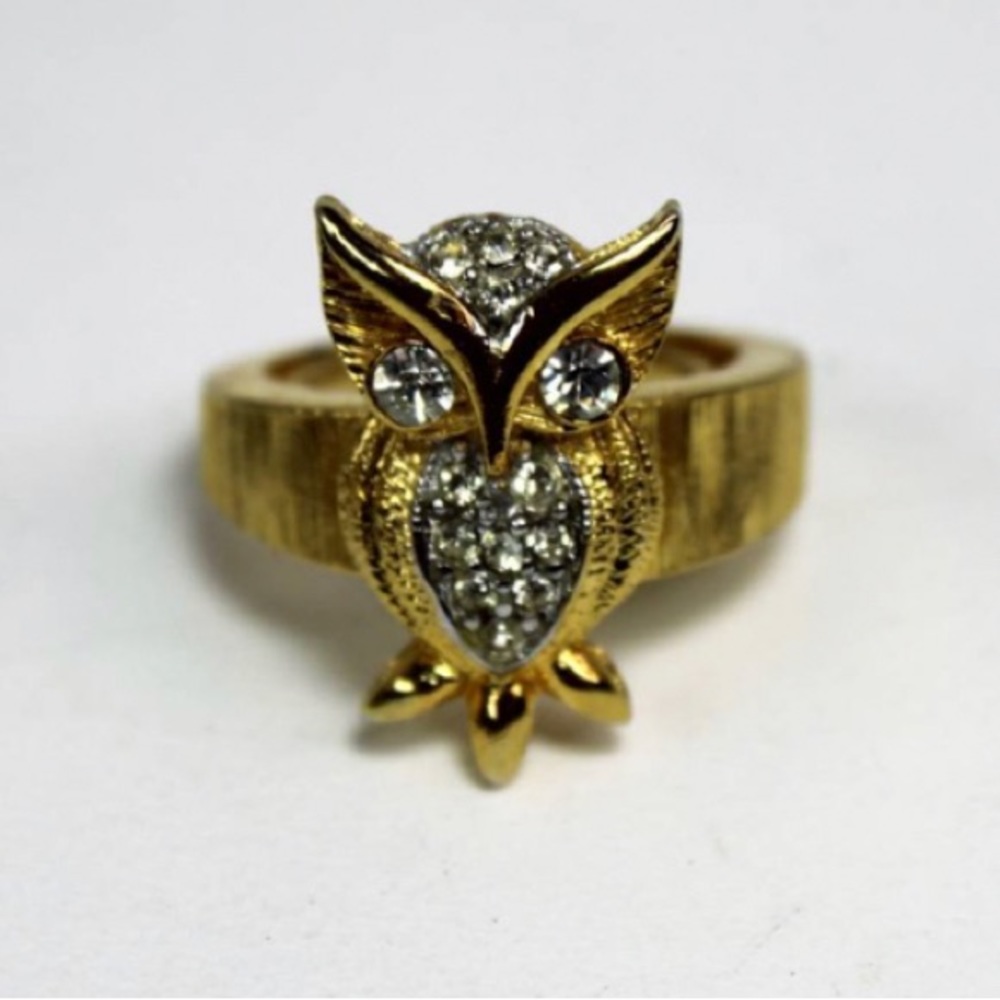 Owl Ring Gold Toned
